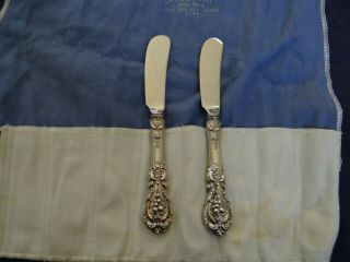 Pair Sterling Silver Handles 6 " Butter Knives By Reed & Barton Francis I Pattern