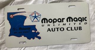 Mopar Magic Unlimited Auto Club Car Dealer Metal License Plate Louisiana Dodge