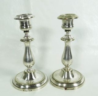 Antique French Art Nouveau Christofle Candlestick Silver - Plated Candle Holders