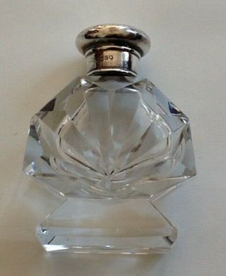 Art Deco 1930s Cut - Crystal Silver Topped Perfume Bottle
