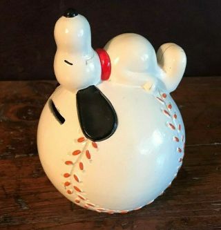 Vintage Snoopy Ceramic Baseball Coin Bank 1966 Peanuts / Charles Shultz