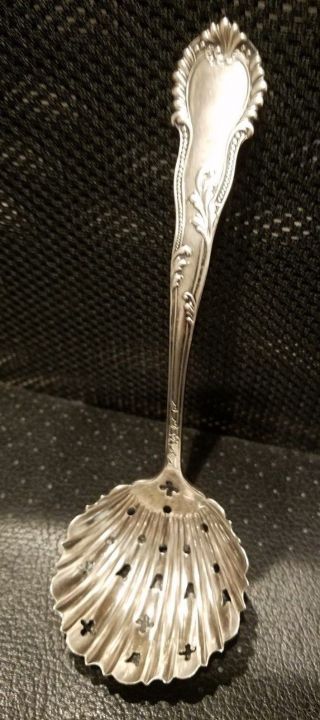 Antique Frank Smith Sterling Silver Pierced Tea Strainer Spoon Scalloped Shell