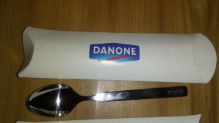 Danone Yogurt 2 Collector Tea Spoons With Logo Europe Promo Item Stainless Steel