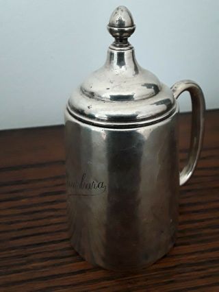 Antique Solid Silver Art Deco Christening Mug Barbara Inscribed