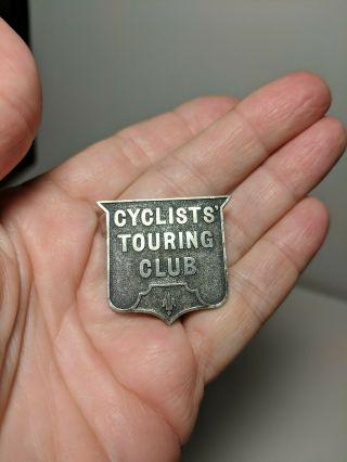 Vintage Cyclists Tour Club Sterling Silver Medal Pin 2