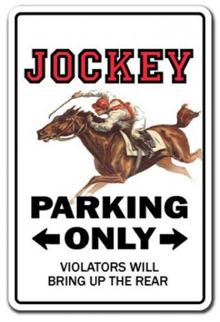 Jockey Aluminum Sign Parking Horse Racing Derby Rider Racetrack Silks Rider Race