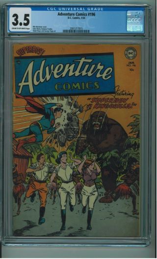 Adventure Comics 196 Cgc 3.  5 Scarce Rarely Seen Or Cr/ow 1954