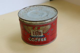 Vintage Iga 1 Lb.  Kewind Coffee Can - Needs Cleanup