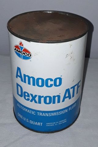 Amoco Gas Station Dextron Atf Cardboard Oil Can Full