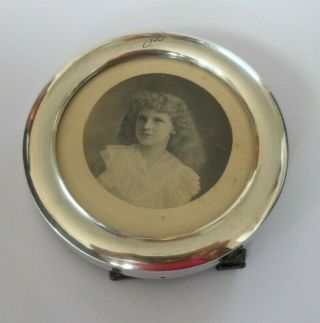 Antique Victorian Circular Silver Photograph Frame Hallmarked W.  C.  London 1900.