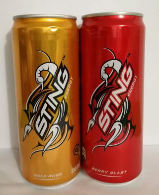 Energy Drink Gold Rush,  Berry Blast Sting 2 Emptied Cans 330 Ml Cambodia Khmer