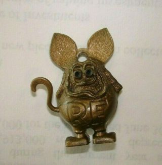 Rat Fink Charm Gold 1960s Vintage Ed Roth Rare Figure 1 3/8 No Hole Perfect