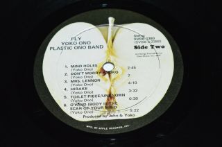 YOKO ONO Fly 2 - LP Apple Records Canada SVBB - 3380 VG/VG/VG,  Art Rock John Lennon 4
