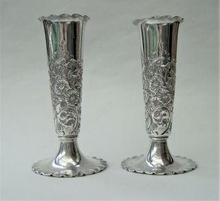 2 x ANTIQUE PRE - 1887 VICTORIAN SILVER PLATED SPILL / BUD VASES,  EXTRA PAIR 2