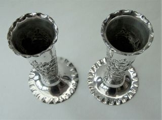 2 x ANTIQUE PRE - 1887 VICTORIAN SILVER PLATED SPILL / BUD VASES,  EXTRA PAIR 4