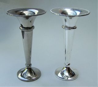2 x ANTIQUE PRE - 1887 VICTORIAN SILVER PLATED SPILL / BUD VASES,  EXTRA PAIR 8