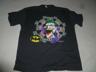 Vintage Batman Joker Shirt 1989 Dc Comics Black White House Size Large