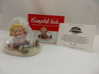 1999 Campbell Kids Collectible Porcelain Figurine " Try Again " Roller Skating Boy