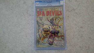 Sea Devils 1 Cgc 7.  5 White Pages 1961 Key Dc
