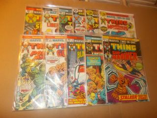 Marvel Two - In - One 2,  4,  10 - 11,  13,  15,  17 - 21 1974 - 76 Fn,  Vfn