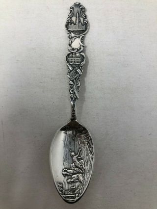 Simons Bros Sterling Silver Souvenir Spoon Lenape Indians Philadelphia Pa