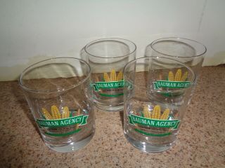 Pioneer Seed Bauman Agency Farm Ag Advertising Made Usa Drinking Glasses Set 4