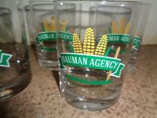 Pioneer Seed Bauman Agency Farm Ag Advertising Made USA Drinking Glasses Set 4 2