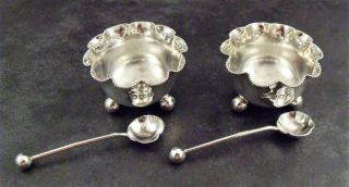 Antique Mappin Bros Solid Silver Table Condiment Salts Sheffield 1895