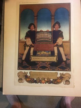 Maxfield Parrish (2) Dec.  1918 Oneida Community Silver Plate Page Boys Vintage Ad