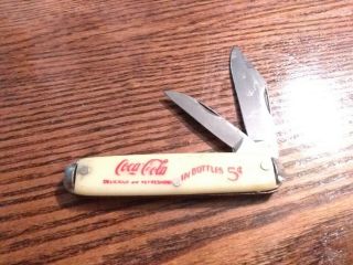 Vintage Coca Cola 5 Cents Pocket Knife White Red Letters