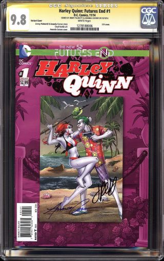 Harley Quinn Futures End 1 2d Variant Cgc Ss 9.  8 Signed Conner & Palmiotti Dc