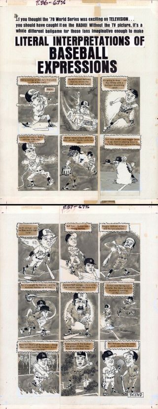 John Severin Cracked 164 Complete 2 Page Story Comic Art Baseball