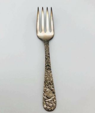S Kirk & Son Repoussé Sterling Silver 4 - 3/8 " Baby Child Youth Fork
