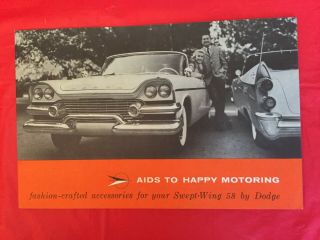 1958 " Dodge Swept - Wing Fashion - Crafted Accessories " Car Dealer Sales Brochure