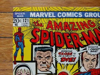 Spiderman 121 1973 Bright Colors.  Death of Gwen Stacy.  Marvel Key 2