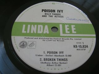 BILLY THORPE & THE AZTECS - Poison Ivy 1964 Oz EP - ROCK / BEAT GARAGE - LINDA LEE 3