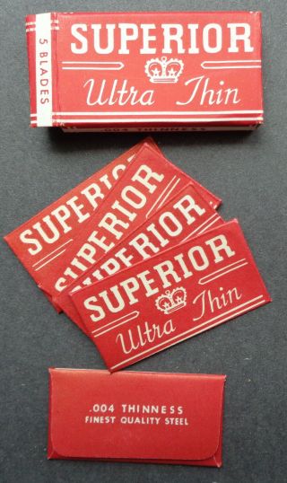 Vintage Usa Razor Blades Superior Ultra Thin Pack Of 5 Seldom Seen