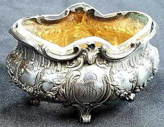 19th Century French Louis Xv Style Silver & Cut Glass Salt Cellar C 1899