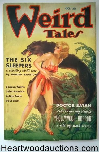 Weird Tales Oct 1935 Doctor Satan; Hamilton; Quinn; Moore; Binder; Brundage Cvr