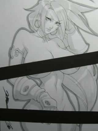 Red Monika Battle Chasers Girl Sexy Busty Sketch Pinup - Daikon Art