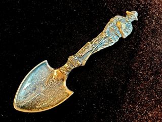 Victorian Sterling Silver Souvenir Spoon Golden Gate Gold Miner Shovel W Nugget