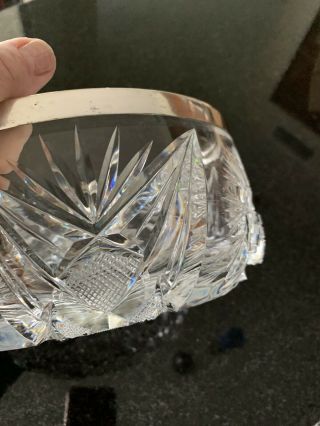 Vintage F.  G.  &Co Cut Crystal 8 in.  Diameter “800” Silver Rim Bowl 5