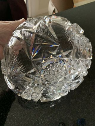 Vintage F.  G.  &Co Cut Crystal 8 in.  Diameter “800” Silver Rim Bowl 6