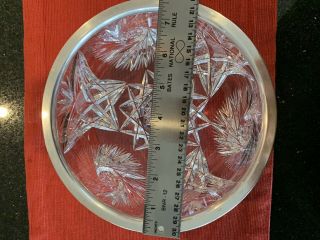 Vintage F.  G.  &Co Cut Crystal 8 in.  Diameter “800” Silver Rim Bowl 8