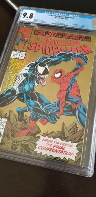 The Spider - Man 375 (mar 1993,  Marvel) Cgc Graded: 9.  8.  Holo - Grafx Cover