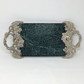 Godinger Marble & Silver Cheese Serving Tray Grapevine Green Entertaining