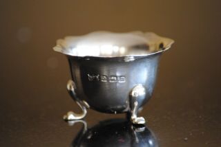 PAIR SOLID SILVER SALTS,  B,  HAM 1911,  E.  S BARNSLEY& CO { HARDY BROTHERS } 40.  4gms 4
