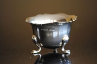 PAIR SOLID SILVER SALTS,  B,  HAM 1911,  E.  S BARNSLEY& CO { HARDY BROTHERS } 40.  4gms 7