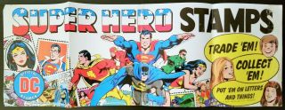 Rare 1976 Dc Comics Batman Shazam Superman Stamps Store Display Banner