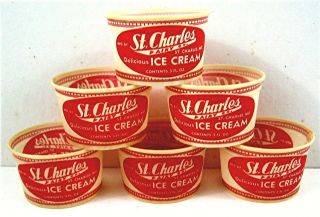 6 St Charles Dairy Ice Cream 3 Oz Waxed Cups Old Store Stock St Charles Mo